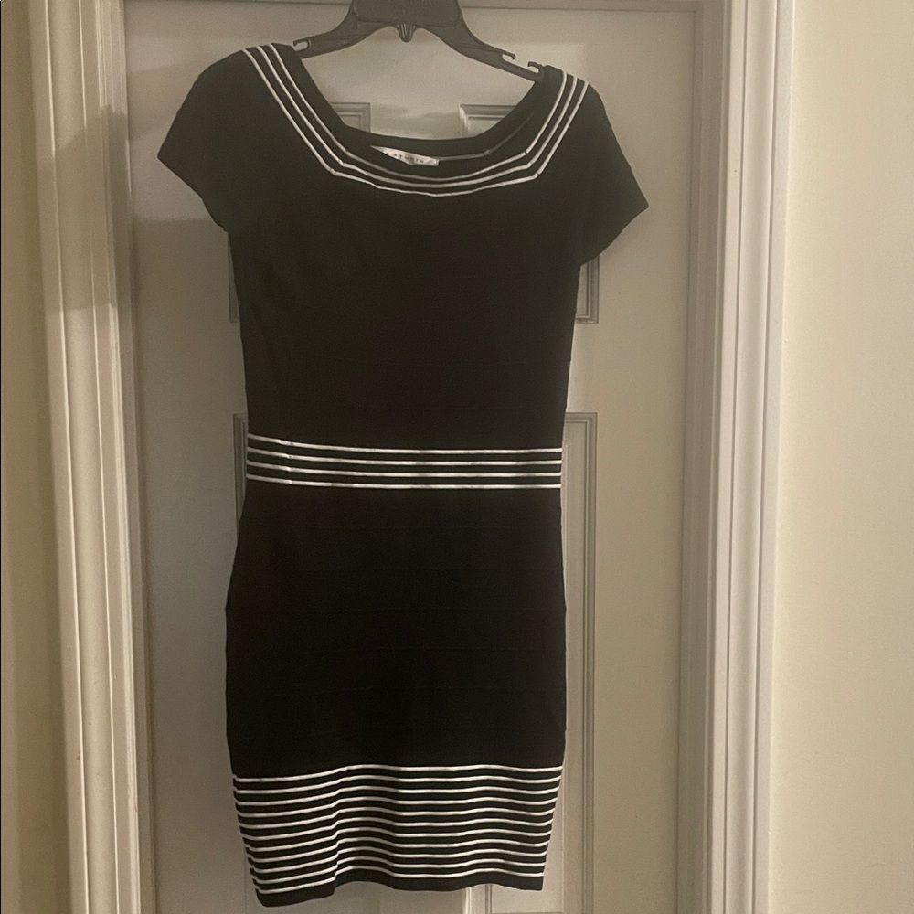 Max Studio Black Dress with White Stripes
